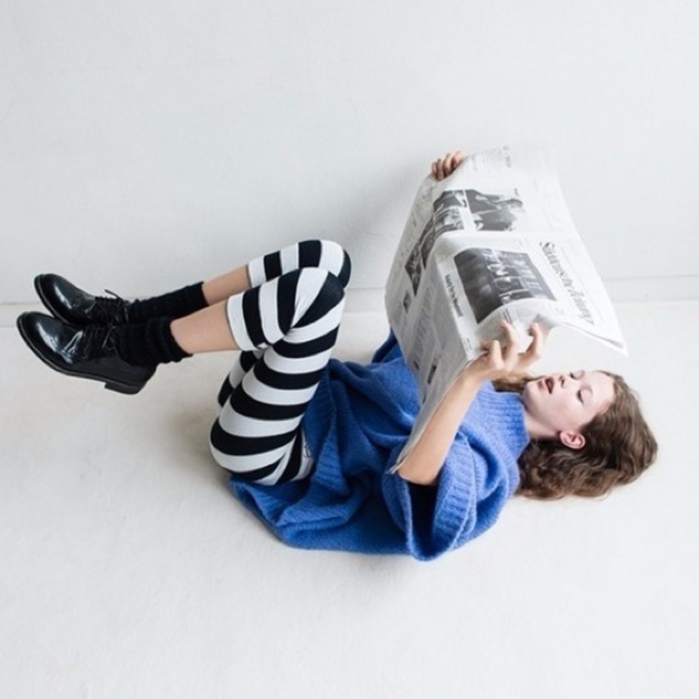 Hobonichi Journal Standard Haramaki Warm Tights Black White Stripe